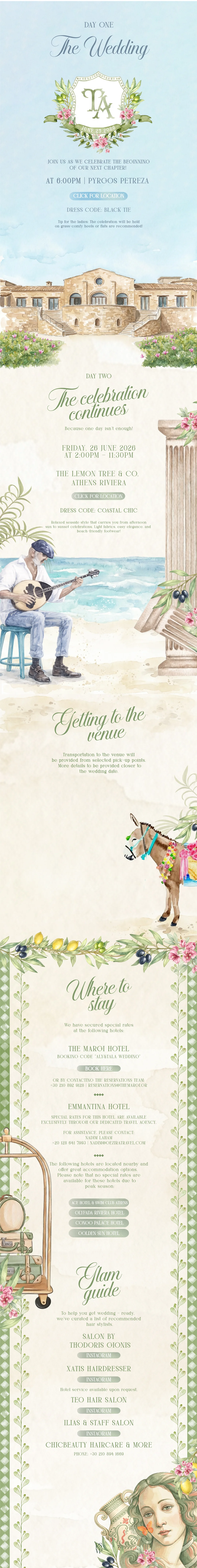 Wedding — Day One and Day Two details